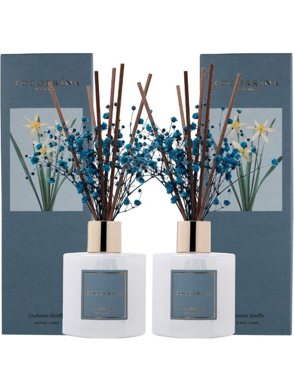 Reed Diffuser Set with Baby's Breath & Cashmere Vanilla - 2 Packs, 6.7oz
